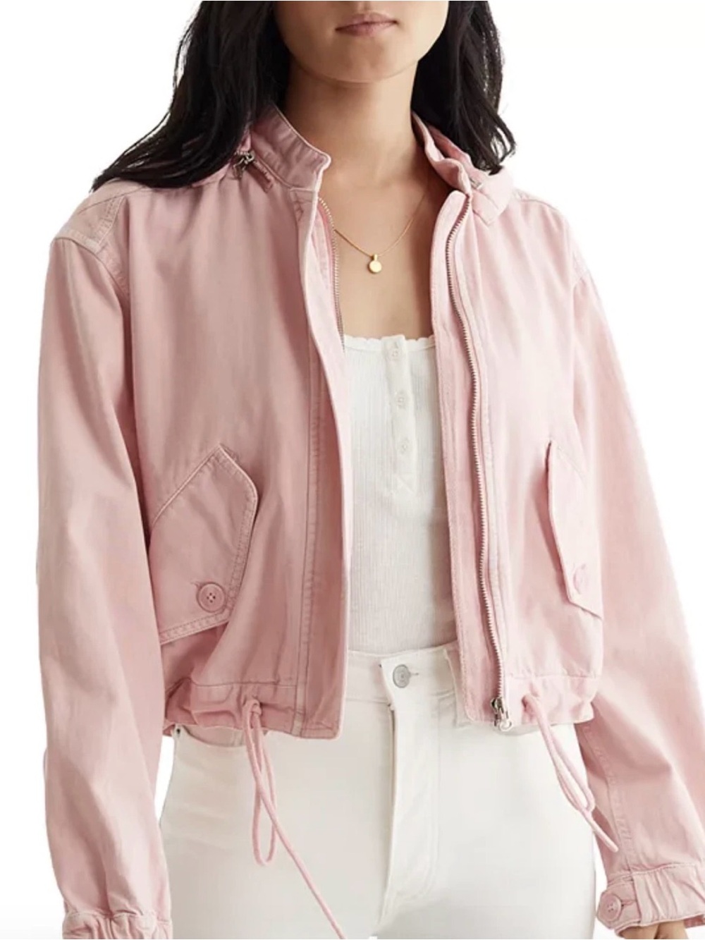 Lucky Brand Under A Cloud zipper Jacket detachable Hoodie Size M. Pink NEW